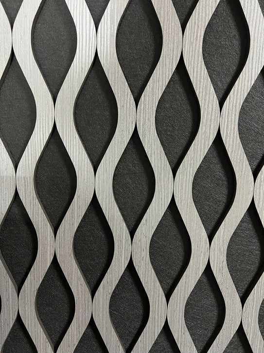 Acoustic Waved Wall Panel - Dark Grey 2.4m x 0.6m (4 Pieces)