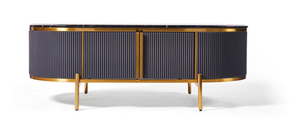 Dalia Ribbed Furniture Range - TV Unit - Midnight & Gold