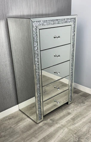 Mocka Crushed Diamond 5 Draw Tallboy