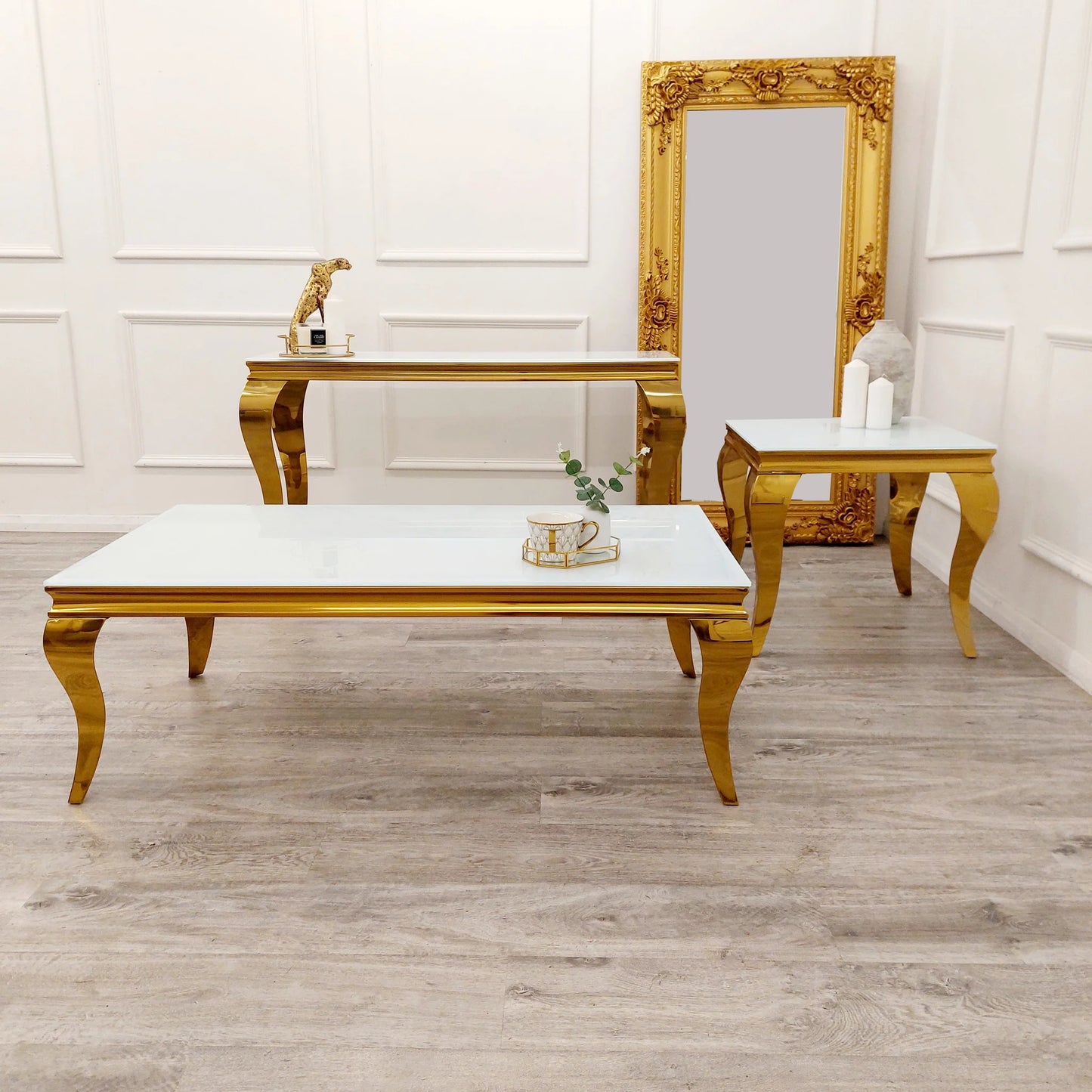 Louis Console Table Gold with Marble or Ceramic Top 120cm