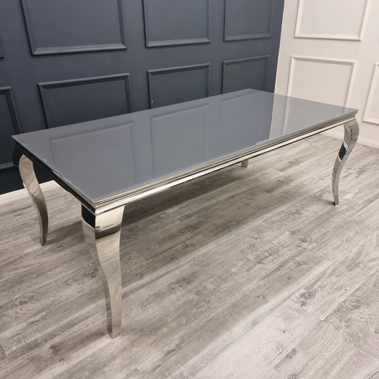 Louis 2m Table in Grey Glass