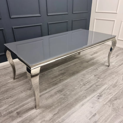 Louis 2m Table in Grey Glass