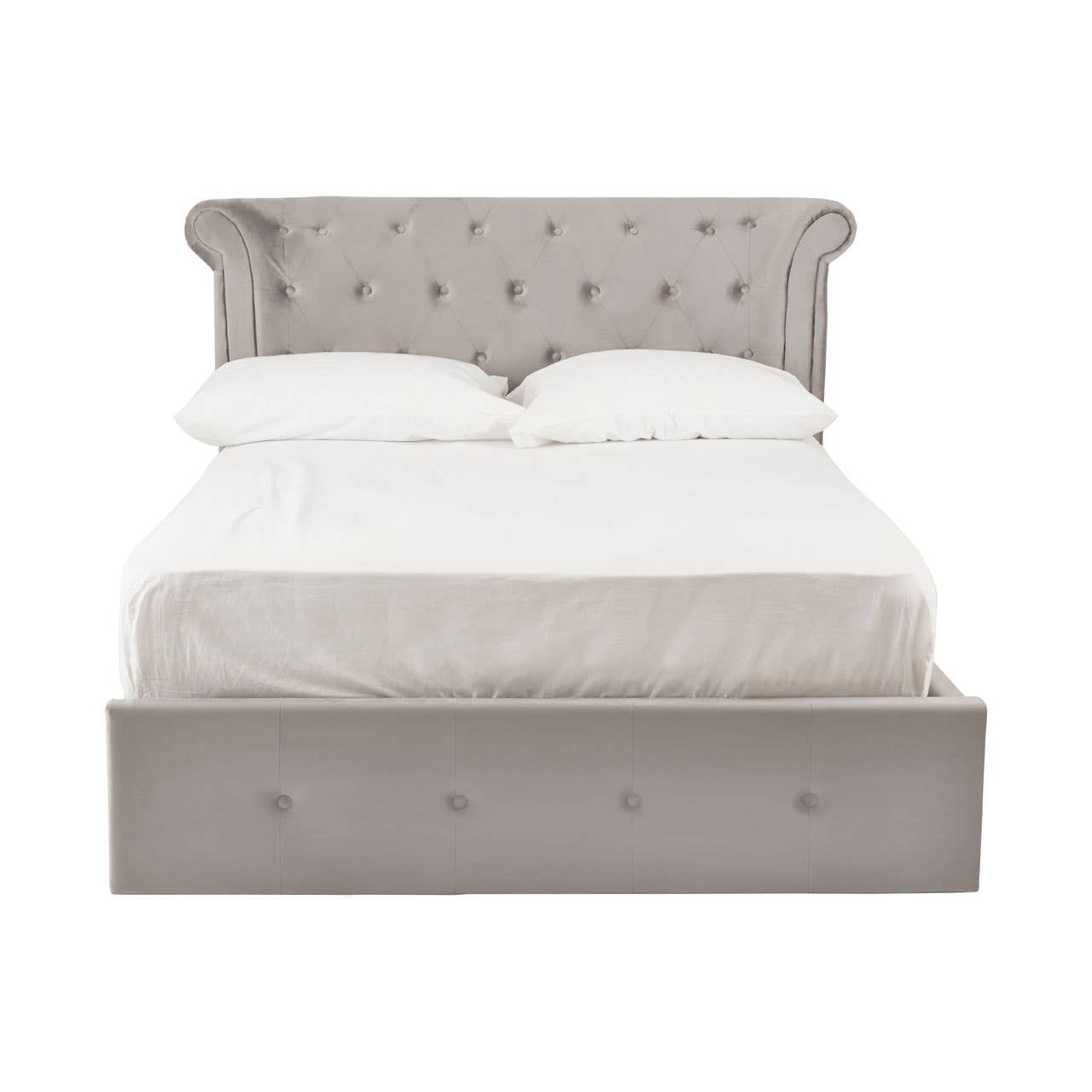 Edison Steel Velvet Double Ottoman Bed