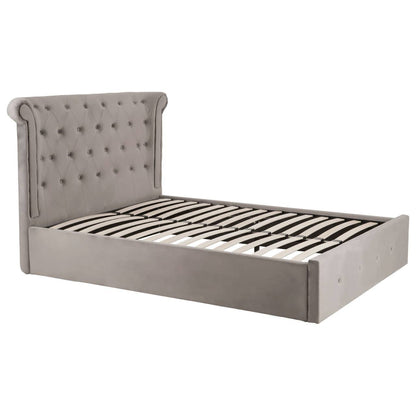 Edison Steel Velvet Double Ottoman Bed