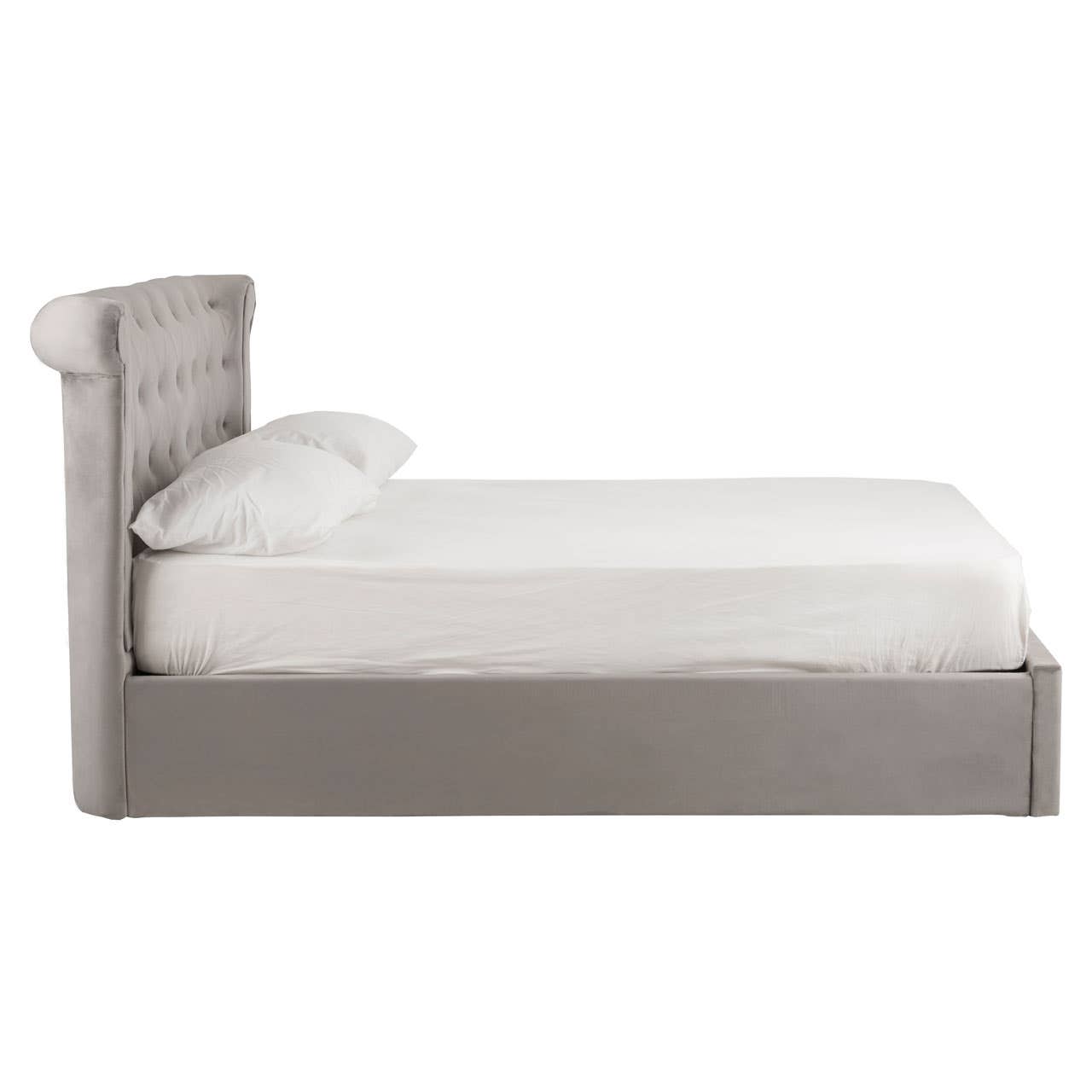 Edison Steel Velvet Double Ottoman Bed