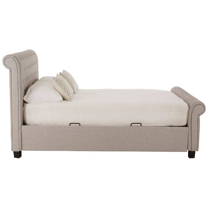 Orlando Light Grey Double Ottoman Bed