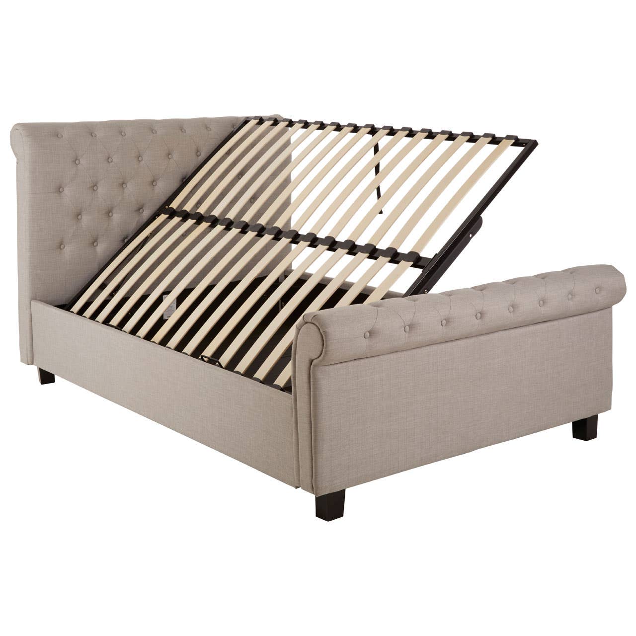 Orlando Light Grey Double Ottoman Bed