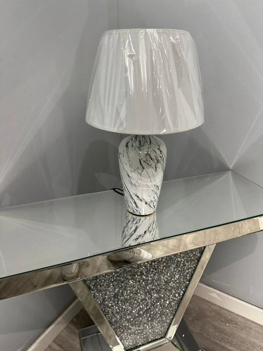 Ceramic White Marble Large Lamp