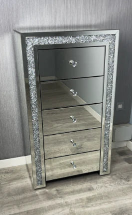 Mocka Crushed Diamond 5 Draw Tallboy