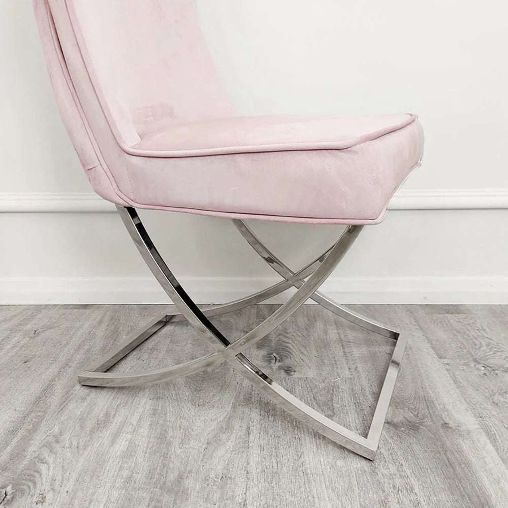 4 x Sandhurst XLeg Chrome Chairs in Pink - MyForeverFurnishings