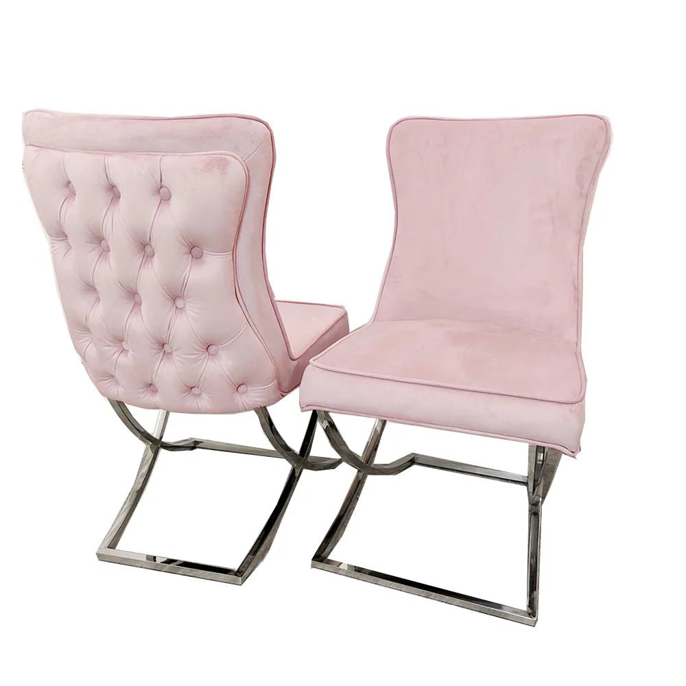 4 x Sandhurst XLeg Chrome Chairs in Pink - MyForeverFurnishings