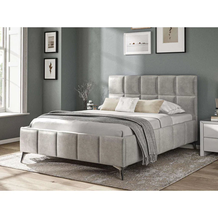 Capri Fabric Bed Grey - 4'6 Double Fabric Bedframe Only