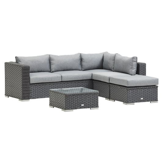 Grey Rattan Corner Sofa Set