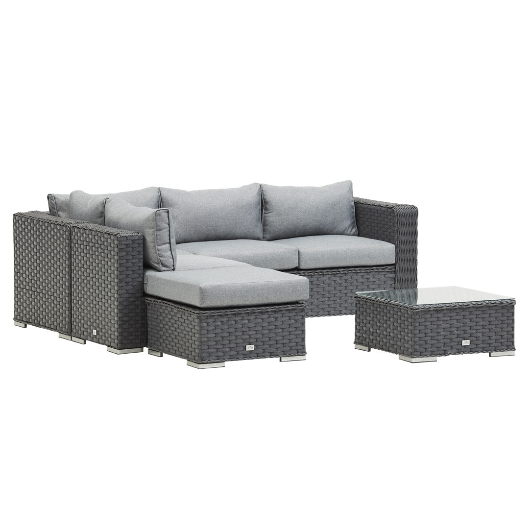 Grey Rattan Corner Sofa Set