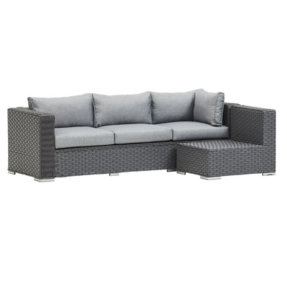 Grey Rattan Corner Sofa Set