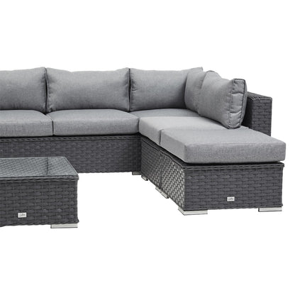 Grey Rattan Corner Sofa Set