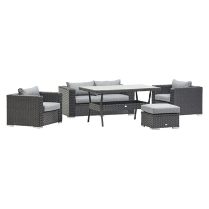 Grey Rattan Sofa Dining Set