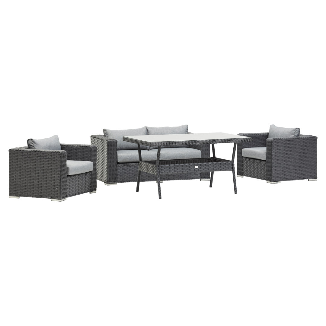 Grey Rattan Sofa Dining Set