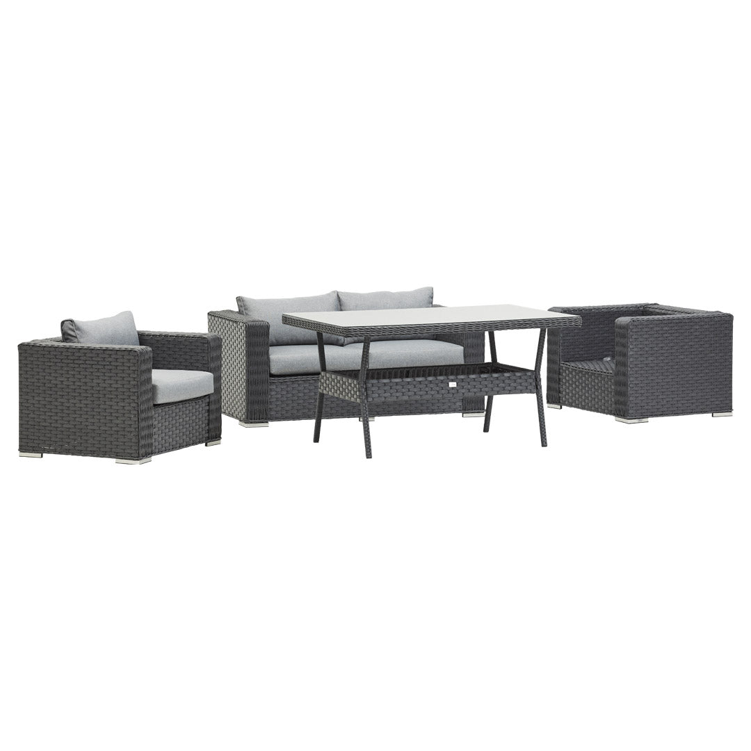 Grey Rattan Sofa Dining Set