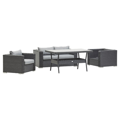 Grey Rattan Sofa Dining Set