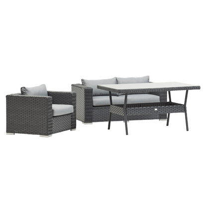 Grey Rattan Sofa Dining Set