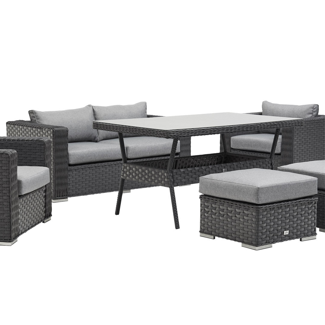 Grey Rattan Sofa Dining Set