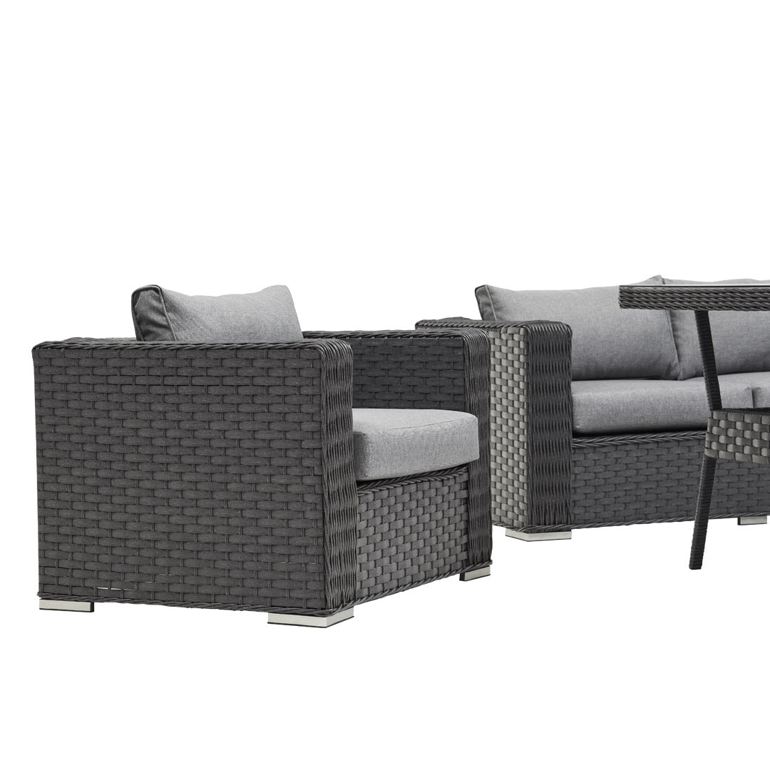 Grey Rattan Sofa Dining Set