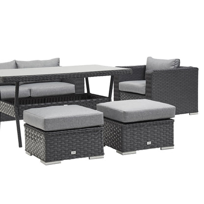 Grey Rattan Sofa Dining Set