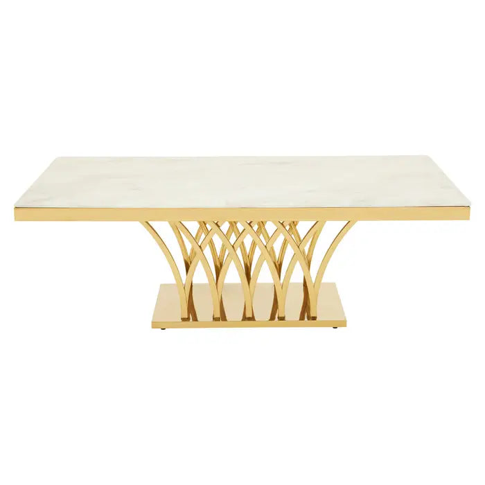 Titan White Marble And Gold Coffee Table