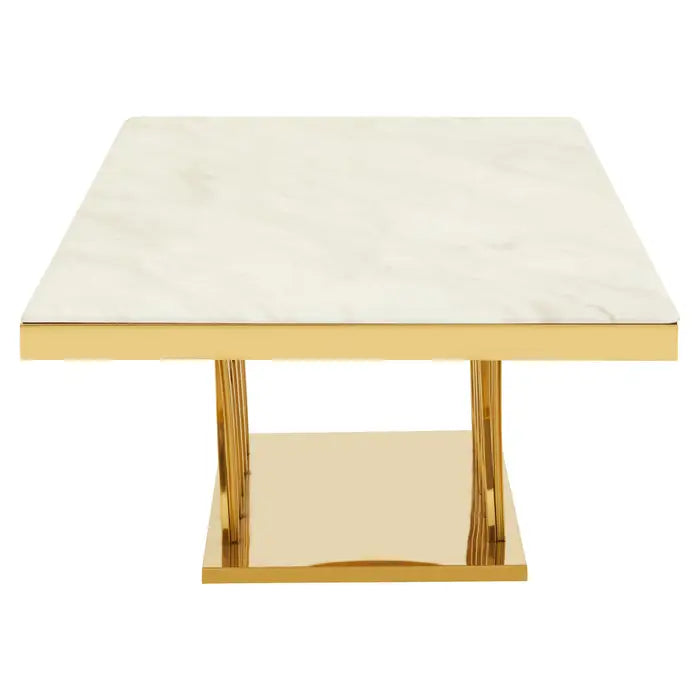 Titan White Marble And Gold Coffee Table