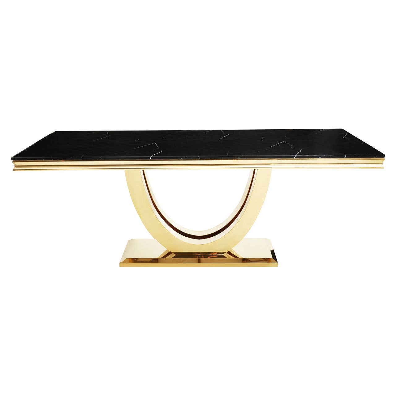 Moda Black Marble Rectangular Gold Dining Table 2M