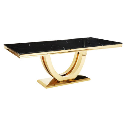 Moda Black Marble Rectangular Gold Dining Table 2M