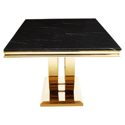 Moda Black Marble Rectangular Gold Dining Table 2M