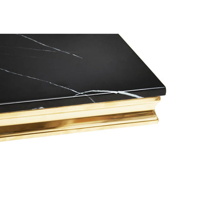 Moda Black Marble Rectangular Gold Dining Table 2M