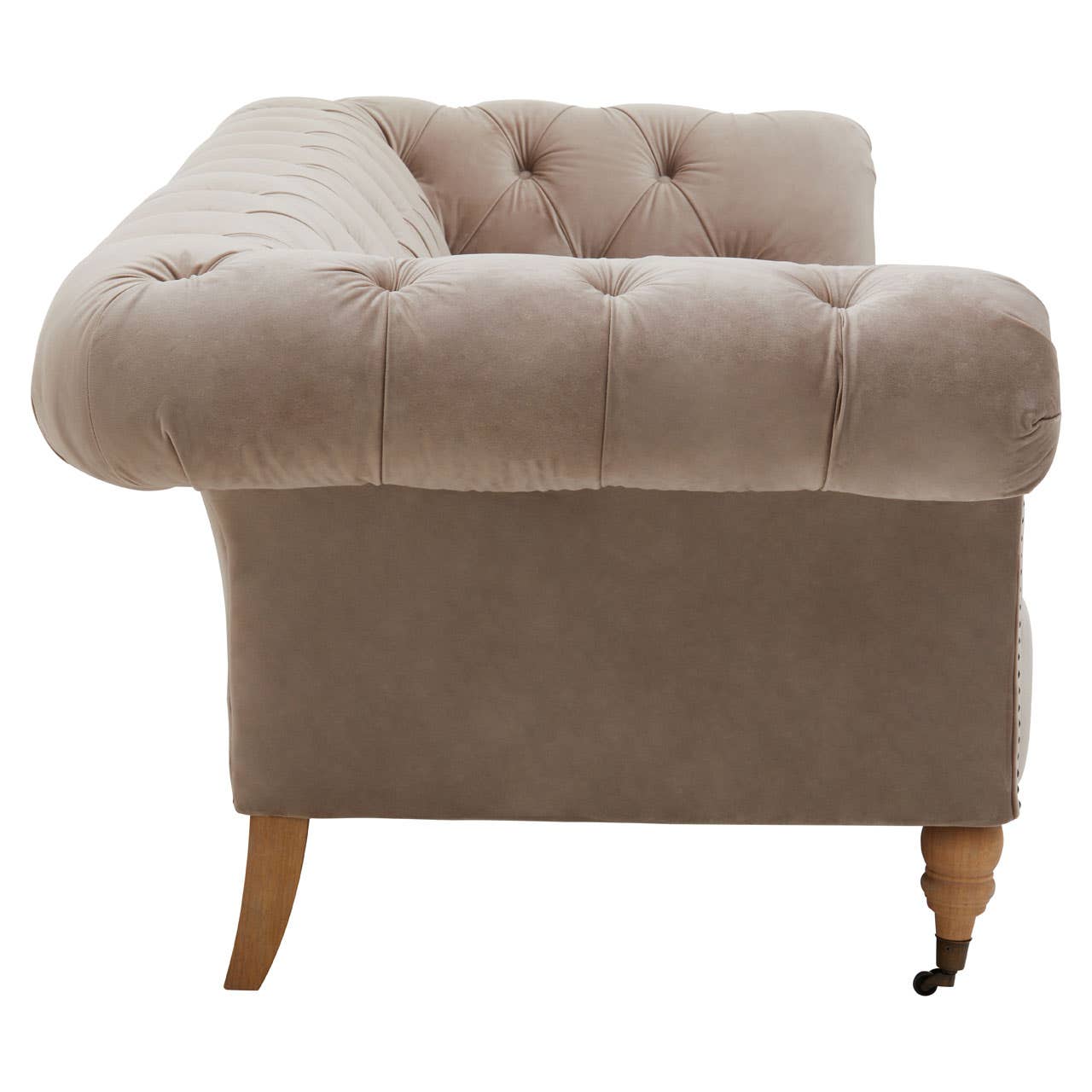 Suri Three Seat Natural Velvet Sofa