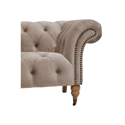 Suri Three Seat Natural Velvet Sofa