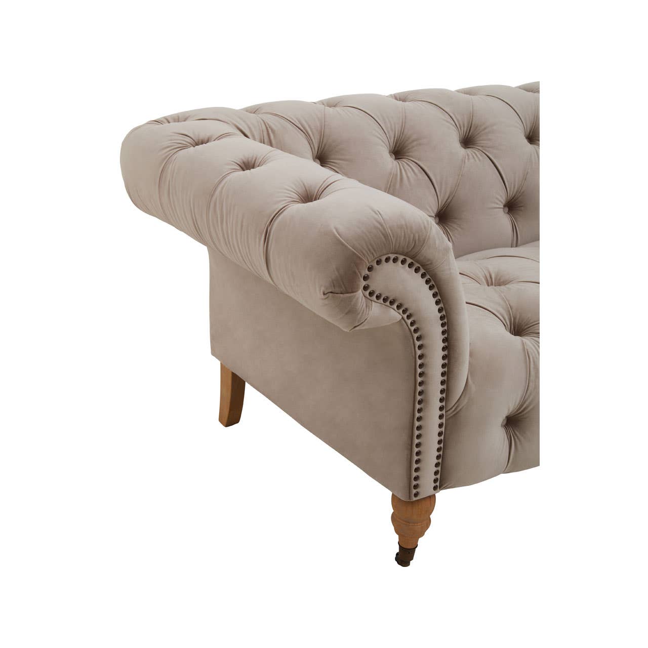 Suri Three Seat Natural Velvet Sofa