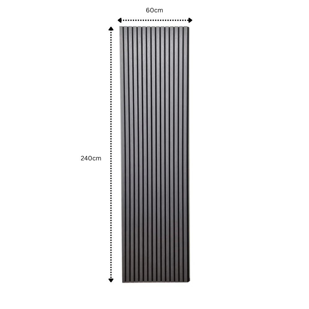 Wood Veneer Acoustic Slatted Wall Panel - Charcoal Black 2.4m x 0.6m (4 Pieces)