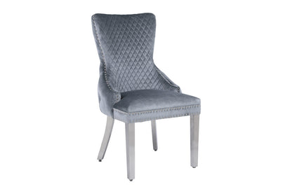 Victoria Grey Silver Lion Knocker Dining Chair