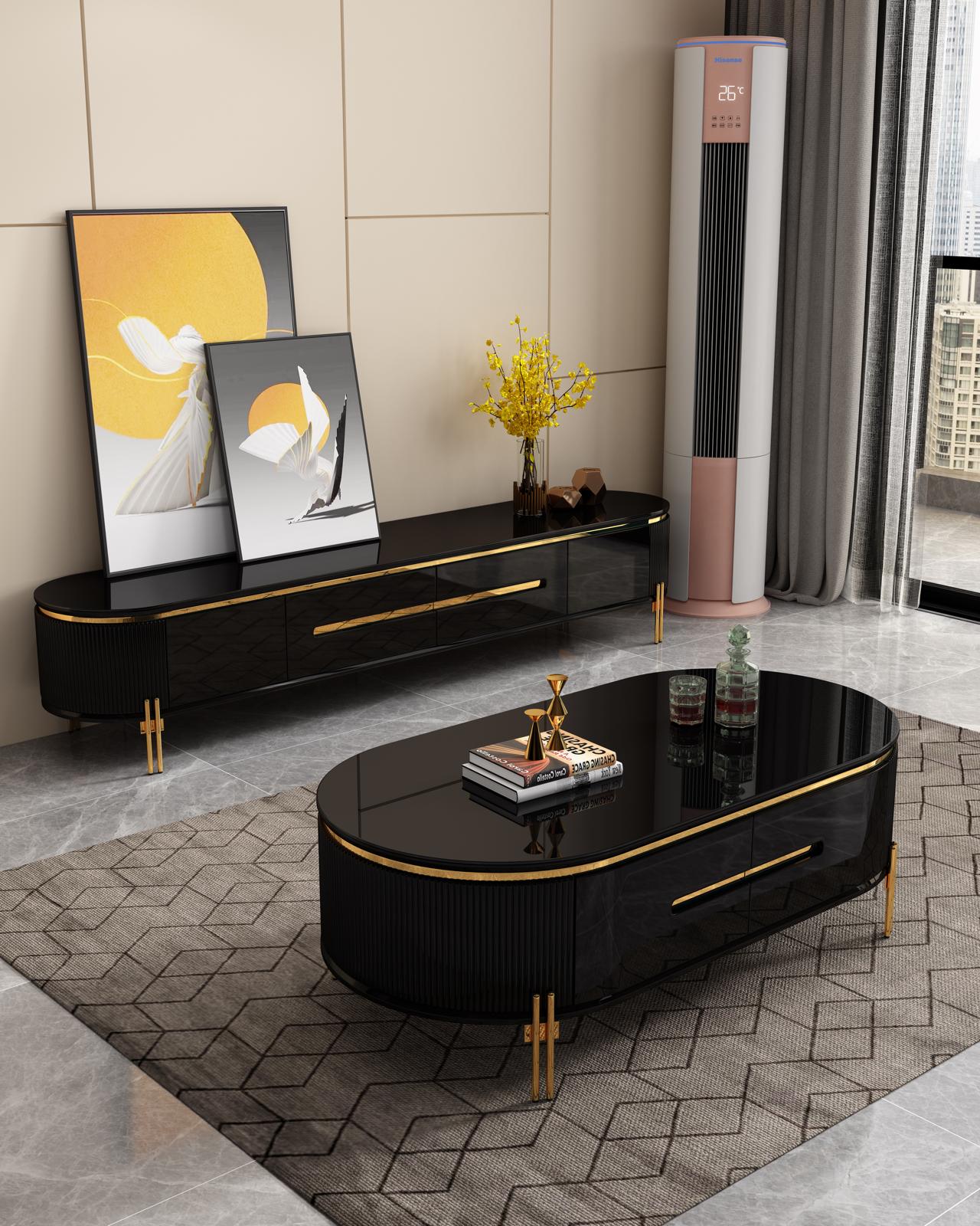 Octavia Black & Gold High Gloss Coffee Table