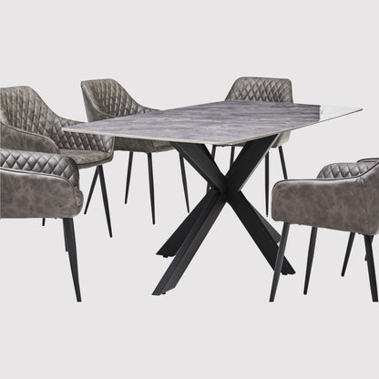 Dante Dining Table in Grey Ceramic