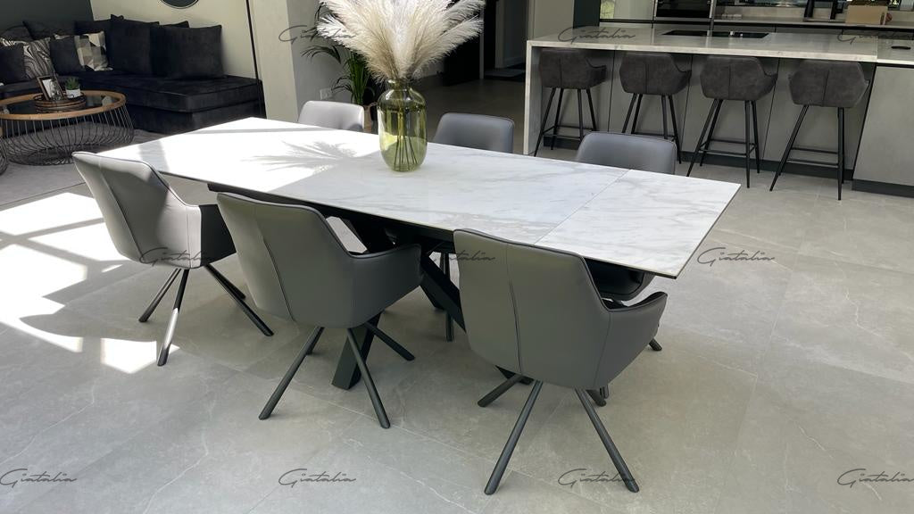 Amari Ceramic White or Grey Extending Table 160-200-240cm