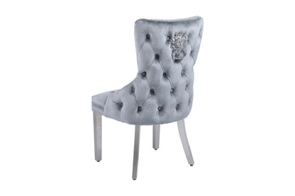 Victoria Grey Silver Lion Knocker Dining Chair