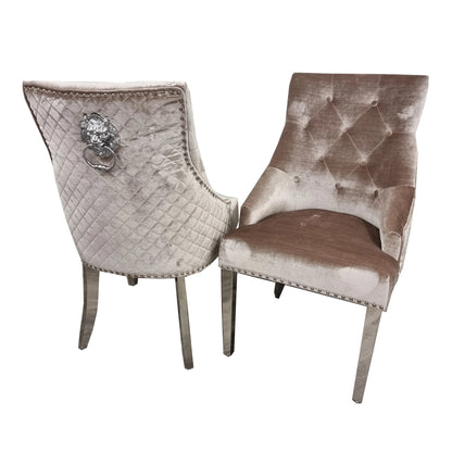 Bentley Dining Chair with Lion Knocker & Quilted Back (All Colours)