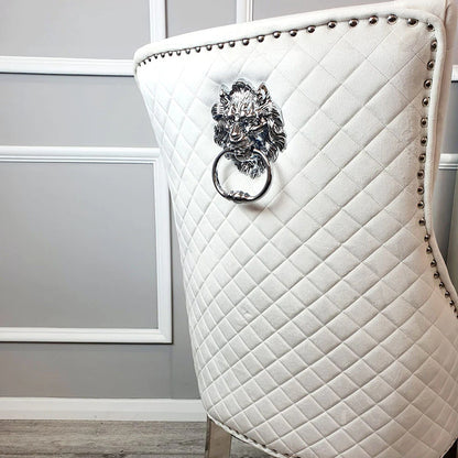 Bentley Dining Chair with Lion Knocker & Quilted Back (All Colours)