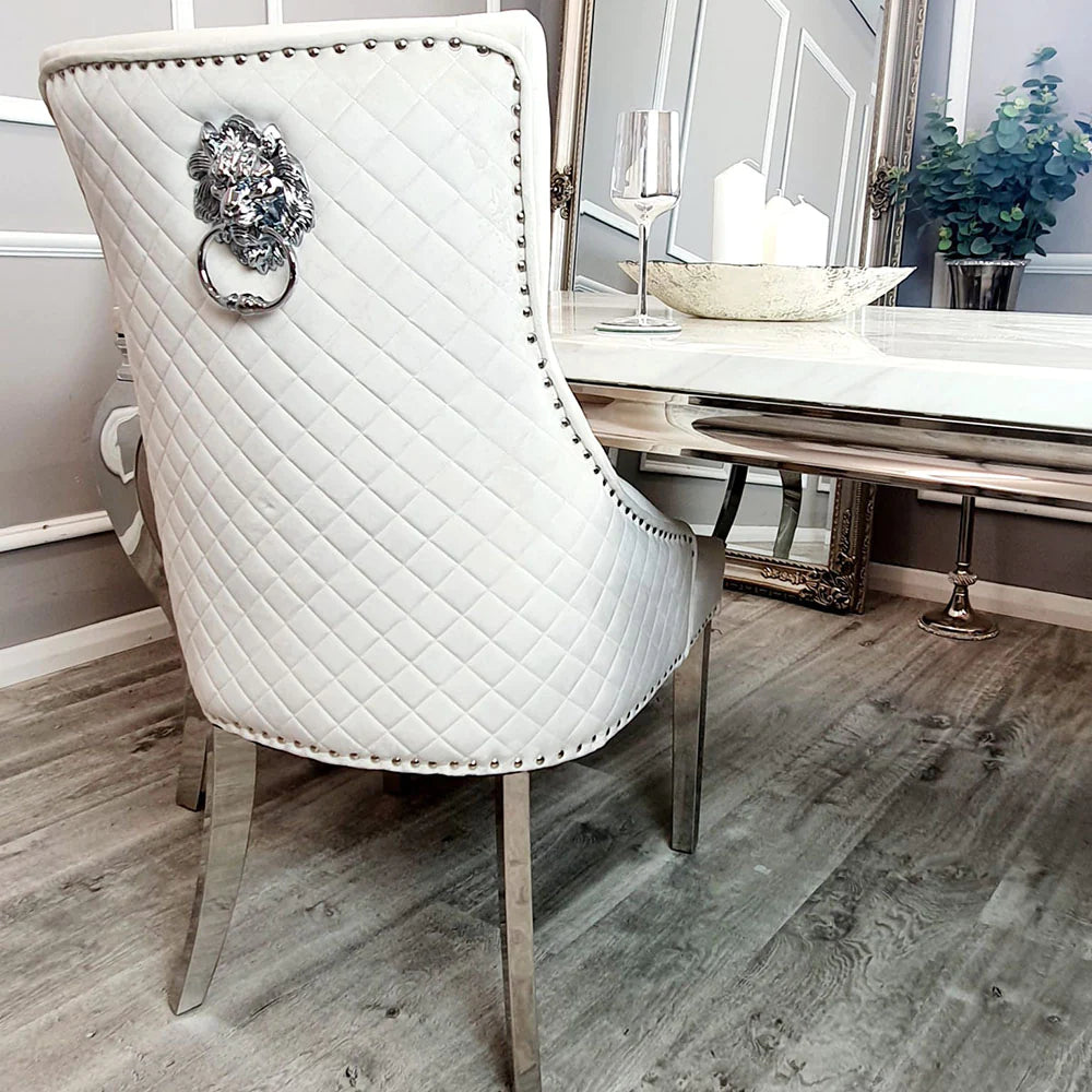 Bentley Dining Chair with Lion Knocker & Quilted Back (All Colours)