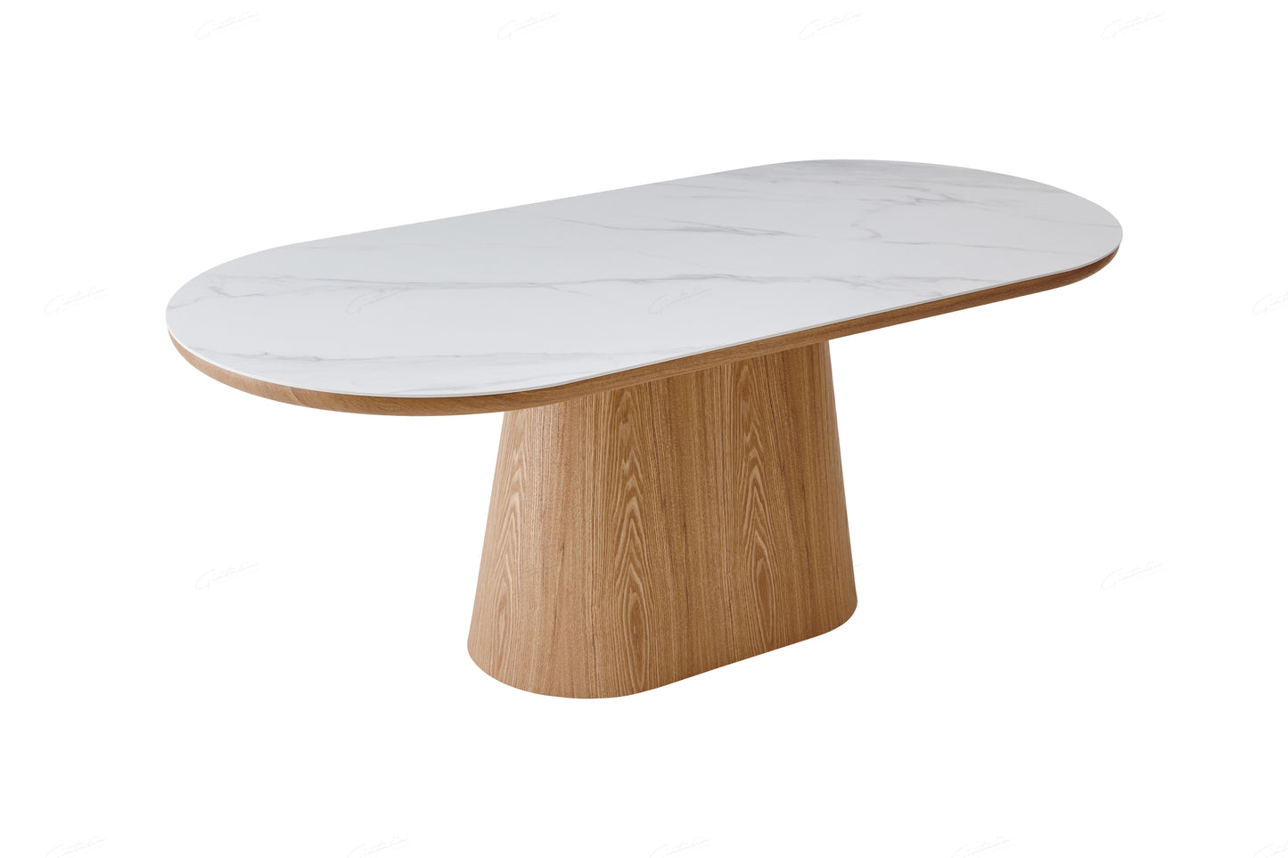 Bianca Beech & White Sintered Stone Oval Dining Table