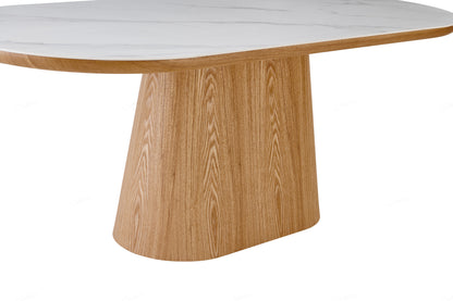 Bianca Beech & White Sintered Stone Oval Dining Table