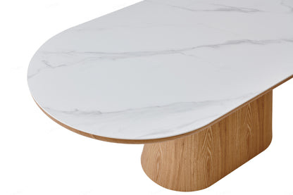 Bianca Beech & White Sintered Stone Oval Dining Table