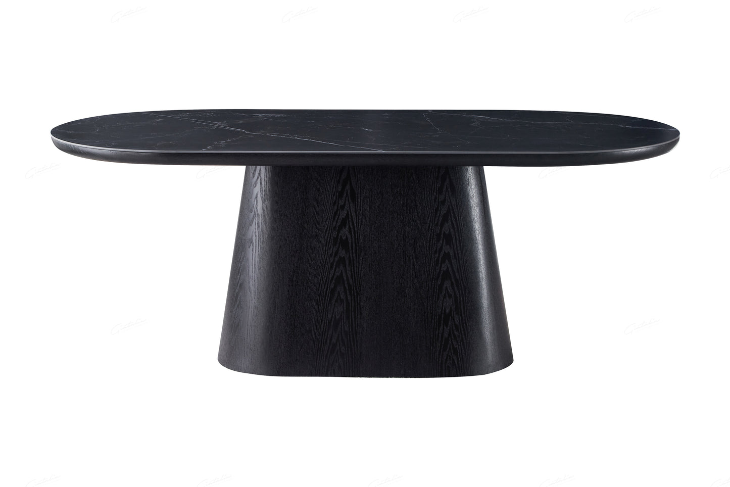 Bianca Black & Black Sintered Stone Oval Dining Table